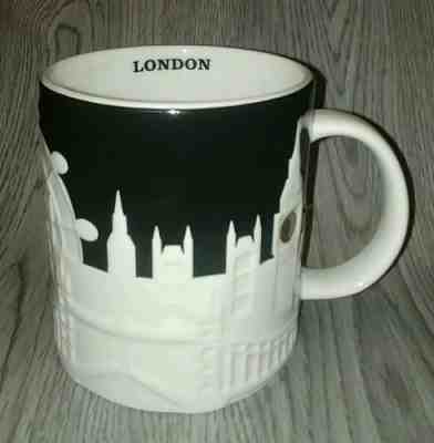 Starbucks Coffee London England Embossed Mug 2011 Collectors Series Black White  - Sold on eBay Feb, 14th 2020 for $38.00