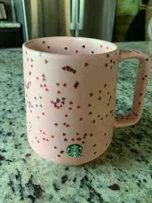 ???? Starbucks Valentines Day 2020 Limited Edition???? Pink Hearts 14oz Coffee Mug - Sold on eBay Feb, 14th 2020 for $34.95