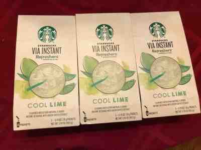 3 Starbucks Instant Via, Cool Lime Refresher, 5 single serving packets in 1 box  - Sold on eBay Feb, 13th 2020 for $40.00