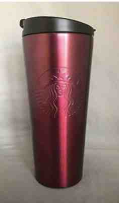 Starbucks Dark Pink Embossed Siren Logo Stainless Steel Tumbler 16 Oz - Sold on eBay Feb, 13th 2020 for $45.00