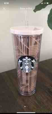 Starbucks Venti Cup Tumbler Rose Gold Geometric 24 Oz NEW - Sold on eBay Feb, 13th 2020 for $59.90