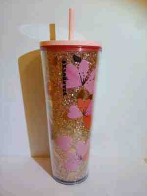 Starbucks Valentine's 2020 Limited Edition Glitter Hearts Tumbler 24 Oz - Sold on eBay Feb, 13th 2020 for $32.00