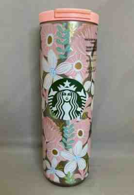 Starbucks NEW 2020 Floral Stainless Steel Tumbler 16oz Pink Silver Blue Pretty - Sold on eBay Feb, 13th 2020 for $35.00
