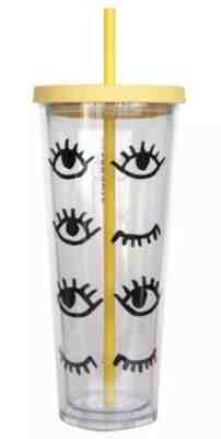 NEW Starbucks Cold Cup Tumbler 24 oz Wink Blink Eyes Lashes Retired NWT - Sold on eBay Feb, 13th 2020 for $37.99