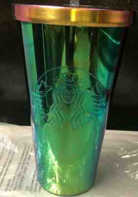 NEW Starbucks Iridescent Purple Blue Green Cold Cup 16oz Stainless Steel Tumbler - Sold on eBay Feb, 12th 2020 for $39.99