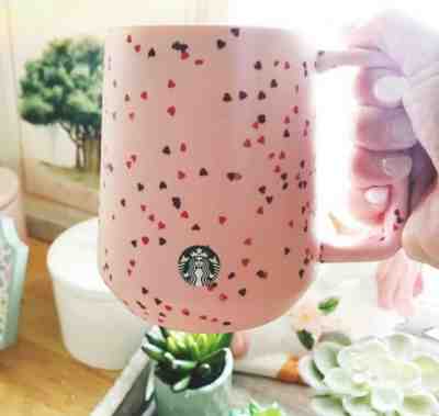 NEW Starbucks VALENTINE'S Day 2020 Ceramic 14oz Mug Cup w/ Pink Confetti Hearts  - Sold on eBay Feb, 12th 2020 for $31.99