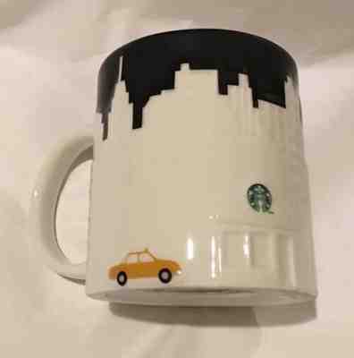 STARBUCKS 2012 New York City Coffee Mug Yellow Taxi Black & White Skyline Relief - Sold on eBay Feb, 12th 2020 for $35.00