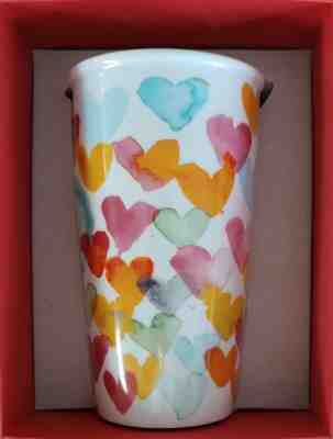BRAND NEW 2015 STARBUCKS WATERCOLOR HEARTS CERAMIC COFFEE CUP 10 OZ ORIGINAL BOX - Sold on eBay Feb, 11th 2020 for $47.00