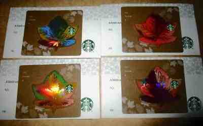 2017 set of 4  STARBUCKS MAPLE Leaves Card PHILIPPINES Exclusive pin intact - Sold on eBay Feb, 11th 2020 for $44.99