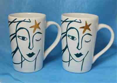 2 Starbucks 2016 Anniversary Collection Siren Gold Star Blue on Tall Mug - Sold on eBay Feb, 16th 2020 for $59.99