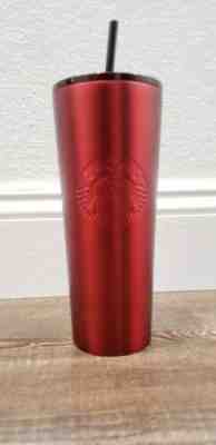 New 2018 Starbucks Stainless Steel Satin Metallic Red Cold Cup Tumbler Mug 24 oz - Sold on eBay Feb, 15th 2020 for $42.99
