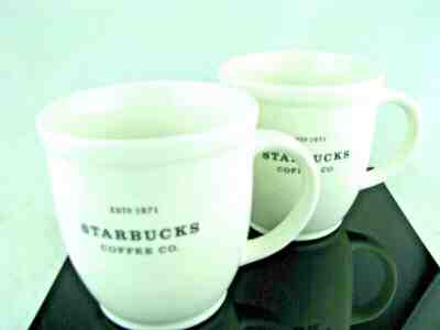 BRAND NEW Pair 2007 STARBUCKS COFFEE BLACK AND WHITE COFFEE CUP MUG MINT 18 oz. - Sold on eBay Feb, 15th 2020 for $39.06