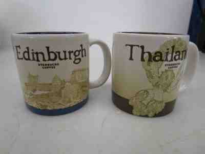 2 Vintage Starbucks Collector Mugs Edinburgh Scotland Thailand  - Sold on eBay Feb, 15th 2020 for $56.01