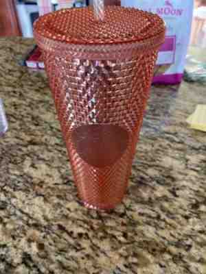 Starbucks Tumbler Iridescent Rose Gold Pink Studded Rainbow Cold Cup 24 Oz 2019 - Sold on eBay Feb, 15th 2020 for $38.00