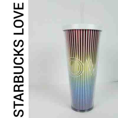 Starbucks PRIDE Cold Cup Love Strip Rainbow Reusable Tumbler and Grande Straw  - Sold on eBay Feb, 7th 2020 for $30.99