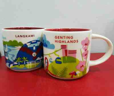 Starbucks Genting Highlands & Langkawi 14oz YAH mugs (from Msia) - w Box + SKU - Sold on eBay Feb, 6th 2020 for $47.99