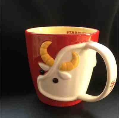 2008 Limited STARBUCKS Chinese Zodiac Animal Ox Handle Cow Mug Cup Red - Sold on eBay Mar, 22nd 2020 for $333.33