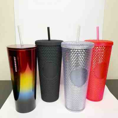 New Starbucks Venti Studded Black Silver Pink rainbow Tumblers Set 4 NWT - Sold on eBay May, 1st 2020 for $300.00