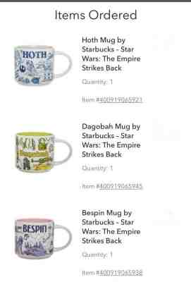 Starbucks Star Wars May the 4th Mugs You are Here SET, Hoth, Bespin, Dagobah NEW - Sold on eBay May, 4th 2020 for $599.95