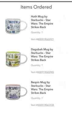 Starbucks Star Wars May the 4th Mugs You are Here SET, Hoth, Bespin, Dagobah NEW - Sold on eBay May, 4th 2020 for $450.00