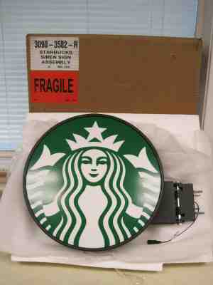 New Starbucks 3090-3582-R Lighted 14.5" New Logo Version Siren Sign Assembly - Sold on eBay May, 24th 2020 for $299.99