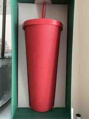 STARBUCKS Venti Matte Red Tumbler * 24 oz Cold Cup HTF * 2016 Exclusive - Sold on eBay Jun, 7th 2020 for $310.00