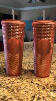 Rare Starbucks Rose Gold Studded Cold Cup Tumbler Venti 24oz Spike Hologram  2019