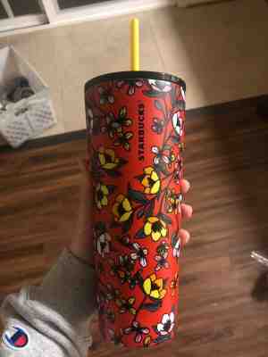 Starbucks stainless steel red poppy floral tumbler 24 oz excellent condition  - Sold on eBay Jul, 7th 2020 for $390.99