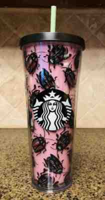 Starbuck Pink Beetle  24 Ounce Venti Cold Cup Excellent Used Condition Extra Lid - Sold on eBay Jul, 8th 2020 for $250.00
