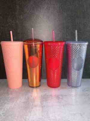 4 Starbucks Rose Gold Matte Silver Hot Pink Studded Diamond Top 2020 Tumbler - Sold on eBay Jul, 20th 2020 for $260.00
