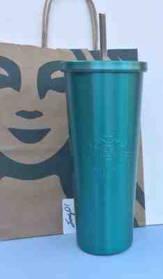 2018 Starbucks Iced Coffee Gift set, Silver Glitter Tumblers 20 fl oz.,  UNUSED