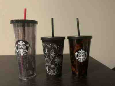 RARE Starbucks Halloween Collection 2019 Skull 16 Oz Tumbler Cup Spiderweb Lot 3 - Sold on eBay Oct, 4th 2020 for $250.00