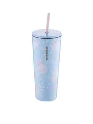 Light Blue Floral Cold Cup 16oz