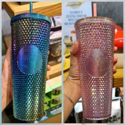 Starbucks Studded Cold Cup Green Oil Slick + Sakura Pink ! - Sold on eBay Oct, 11th 2020 for $710.00