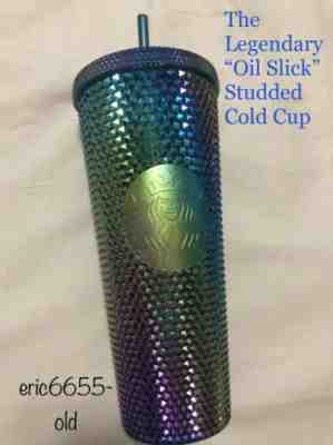 Rare Starbucks Singapore Exclusive Green Oil Slick Studded Cold Cup - Free Ship