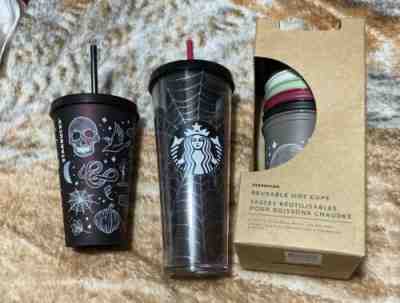 RARE Starbucks Halloween Collection 2019 Skull 16 Oz Tumbler Cup Spiderweb Lot 3 - Sold on eBay Oct, 13th 2020 for $250.00