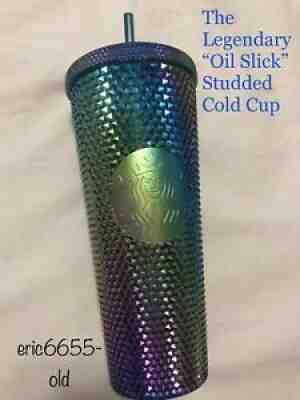 Rare Starbucks Singapore Exclusive Green Oil Slick Studded Cold Cup - Free Ship