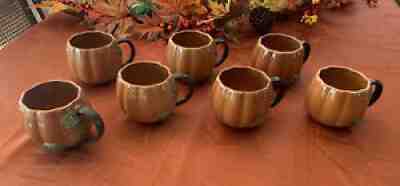 Lot Of 7 2009 Starbucks Ceramic PUMPKIN Mugs w/Vine Handle Fall Hand Painted - Sold on eBay Oct 20, 2020 for $300.00