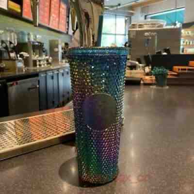 Starbucks Tumbler 2020 Singapore Green Bling Oil Slick studded 24oz Cold cup - Sold on eBay Nov 05, 2020 for $330.00