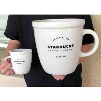 ESTD 1971 Starbucks Coffee Co Barista Abbey Large White Mug With Black  Lettering 2007 Mug