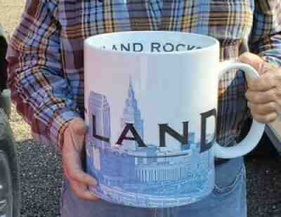 Starbucks Giant Store Promo Cleveland Skyline Mug Series One Vtg 2.5 Gallon Rare