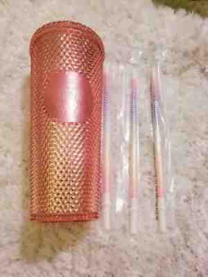 Starbucks Rose Gold Studded Tumbler Venti 24 oz Hologram Spike 2019 & 3 Straws - Sold on eBay Jan 10, 2021 for $250.00