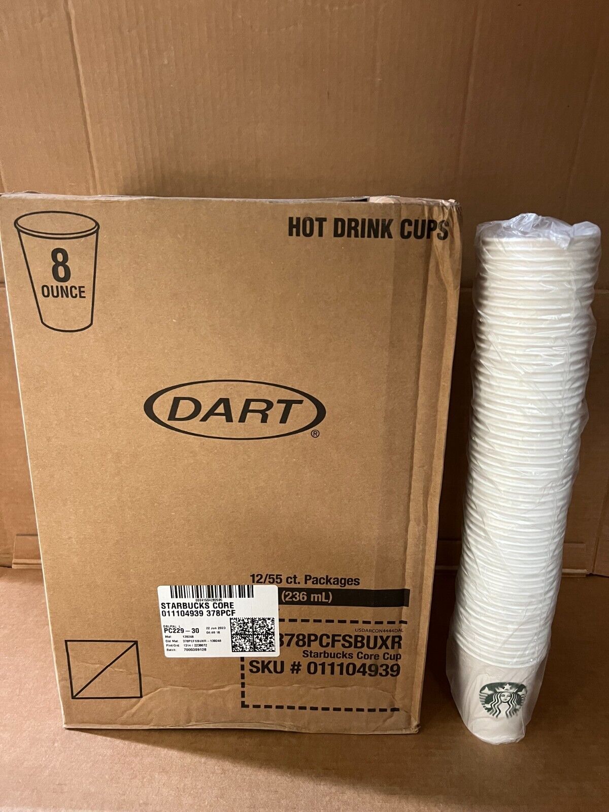 STARBUCKS Sleeve Of Paper Core CUPS Short  (8 oz) - First Sip Lot of 660 Cup New - Sold on eBay February 19th, 2025 for $109.99