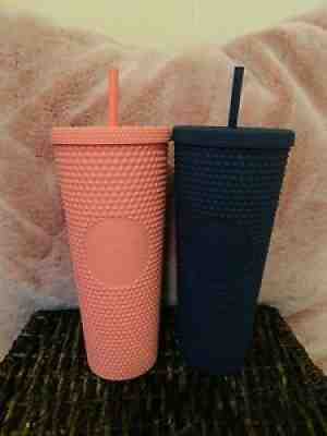 Starbucks Limited Edition Matte Coral And Navy Tumbler Set