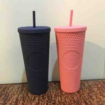 Starbucks Studded Tumbler Matt Navy Blue & Pink Cold Cup - Sold on eBay Feb 11, 2021 for $263.00