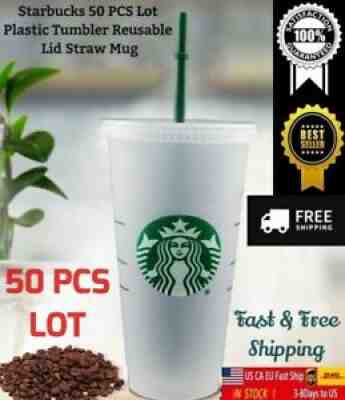 Starbucks 24OZ/710ml Plastic Tumbler Reusable Clear Drinking Lid Straw Mug 50PCS - Sold on eBay Feb 23, 2021 for $275.00
