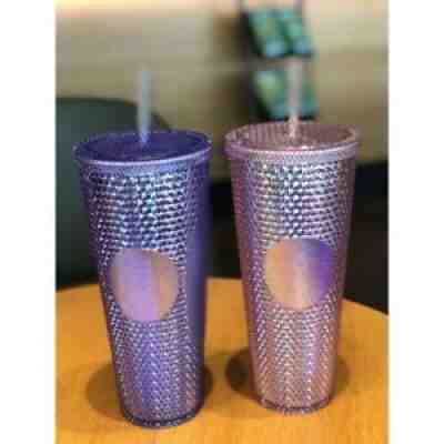 Starbucks 2021 Aurora Pink /Aurora Blue Stud Cold Cup 710ml 24oz Togo Bling 24oz