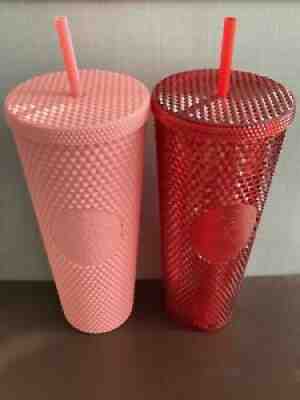 Starbucks Bling Studded Cup Coral Pink Shinny Red Thailand NO INDIVIDUAL SALE