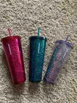 Starbucks Foil Floral Trio Pink Lavender And Teal Tumblr - Sold on eBay May 24, 2021 for $500.00