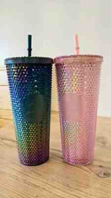 Authentic Starbucks Studded Singapore Tumblers Set Oil Slick Green/Sakura Pink - Sold on eBay Apr 03, 2021 for $495.00